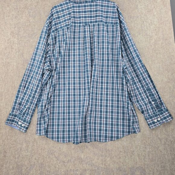 Izod Mens Button-Down Shirt Blue/Green Plaid Size 4XL Cotton/Polyester/Spandex - Picture 2 of 6
